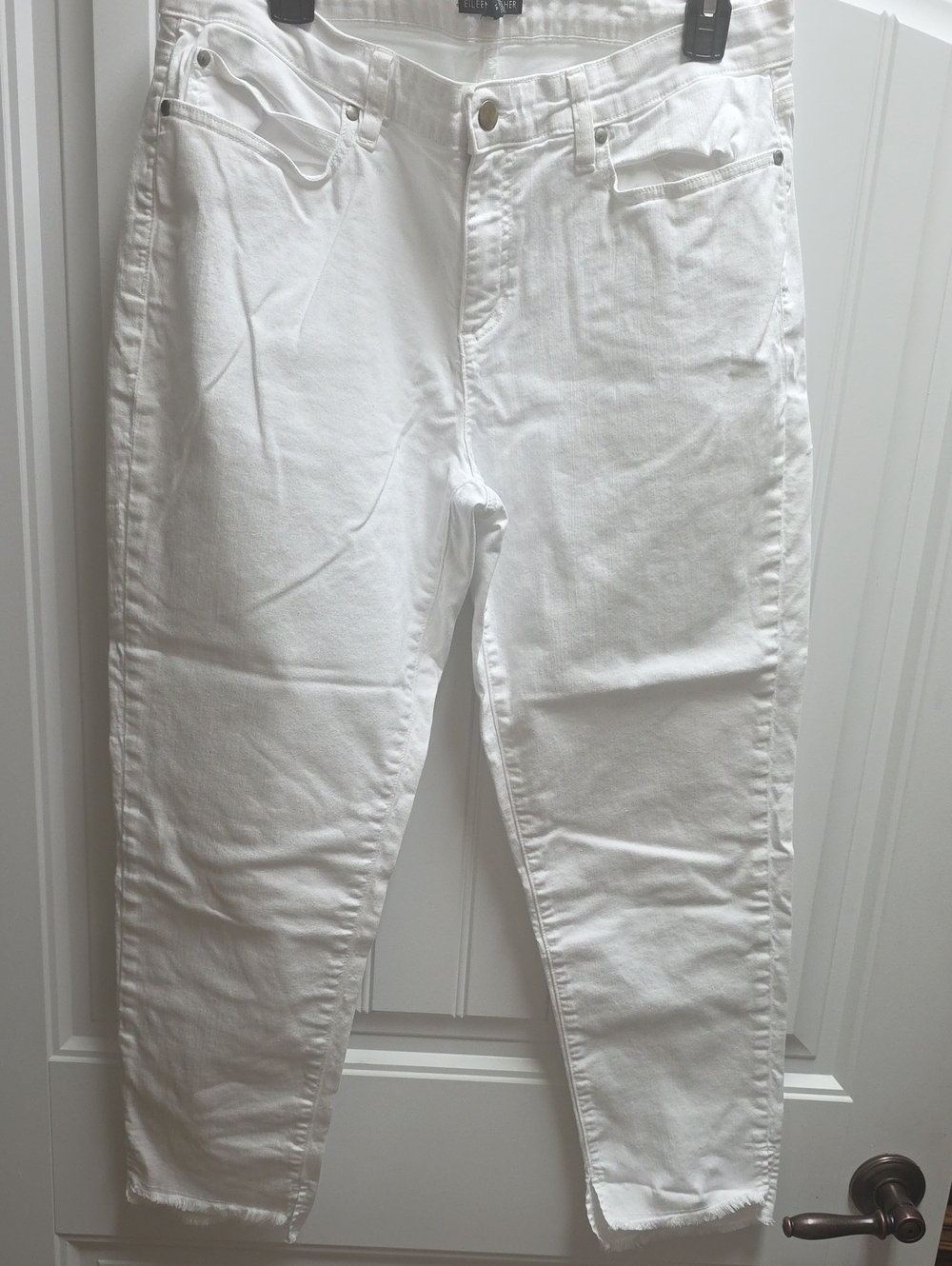 Eileen Fisher White Slim Straight Jeans